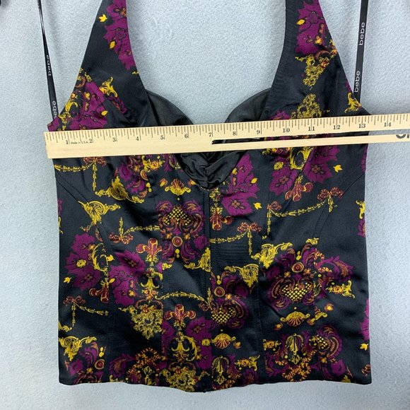 **SOLD**Bebe Silk Halter Bustier Corset Top Size Small Black Plum Back Zip Boned - Picture 8 of 16